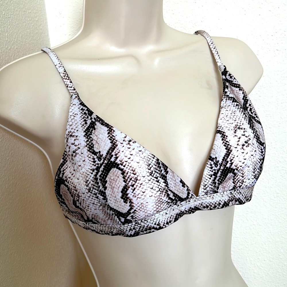 Snakeskin print triangle bikini top